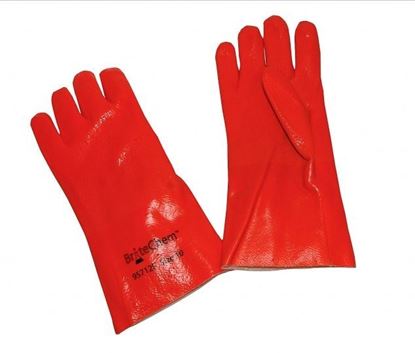 Picture of Fluoresce Orange Double Dipped PVC Glove - 12" Gauntlet, Jersey lined