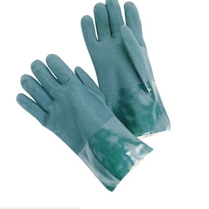 Picture of 12" Green Double Dipped PVC Gloves - Jersey Lined Rough Finish