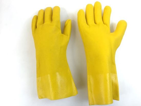 Picture of 14" Yellow Single Dipped PVC Gloves - Jersey Lined Rough Finish