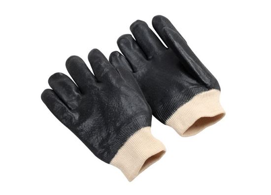 Picture of Black Double Dipped PVC Gloves - Sandy Finish Jersey Lined