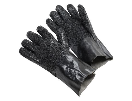 Picture of 12” Black Rough Granulated PVC Gloves - Interlock Lined