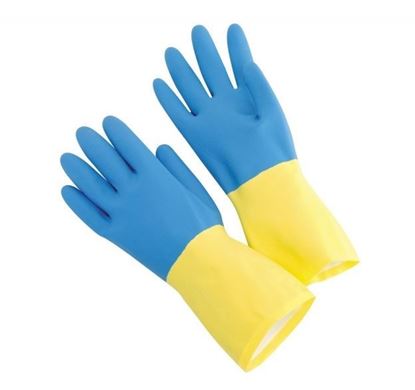 Picture of Blue Neoprene Over Yellow Latex Gloves - Flock Lined