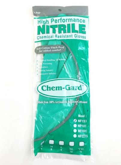 Picture of Green Unlined 18" Nitrile Gloves - 22 mil