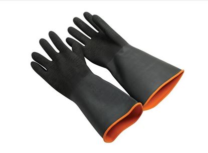Picture of Black Heavy Weight Rubber Gloves - 18"