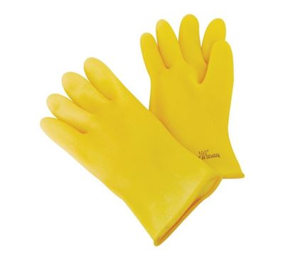 Picture of 11" Amber Heavy Weight Rubber Gloves