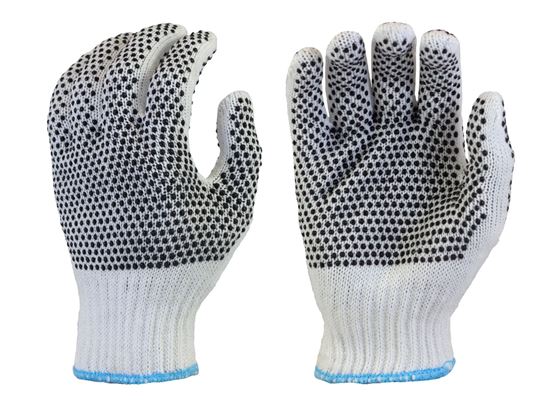 Picture of Bleached White String Knit Gloves - Black PVC Dots 2 Sides