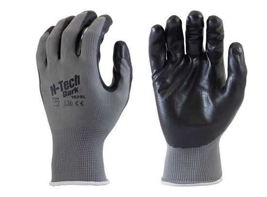 Picture of Black Foam Nitrile Coated Palm Gloves - Grey Nylon Liner
