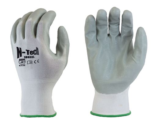 Picture of Grey Nitrile Coated Palm Gloves - White Nylon Liner