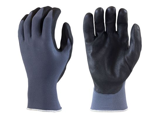 Picture of Black Sandy Foam Nitrile Coated Palm Gloves - Blue Nylon Liner