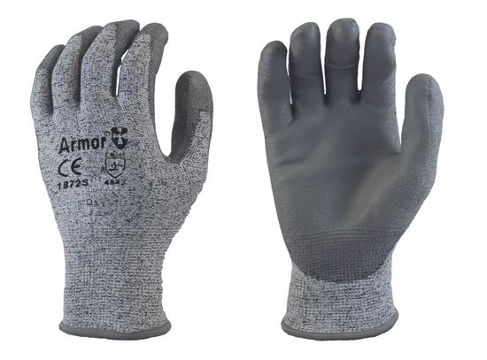 Picture of Armor® Grey PU Coated Palm Gloves - HPPE Fiber Liner