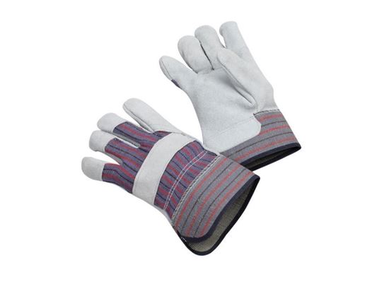 Picture of Leather Palm Gloves - Blue Fabric with Red and Black Stripes