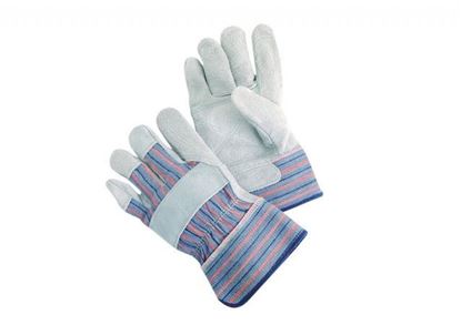 Picture of Double Leather Palm Glove - Blue Fabric Red Stripes