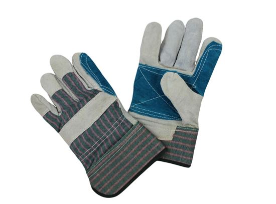 Picture of Double Leather Palm Gloves - Green Fabric with Pink Stripes