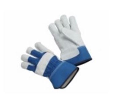 Picture of Inside Double Leather Palm Gloves - Blue Fabric Cuff and Back