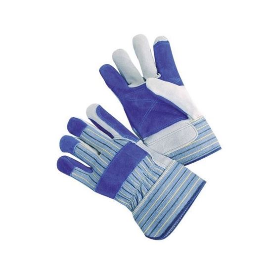 Picture of Blue Double Palm Gloves - Yellow and Black Stripes