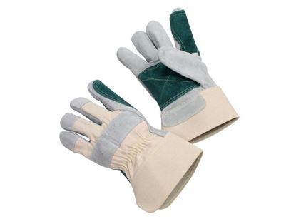 Picture of Side Leather Double Palm Gloves - 2 1/2 Inch Rubberized Safety Cuff