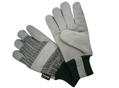 Picture of Cow Split Leather Palm Gloves - Thinsulate® Lined Green Pink Fabric