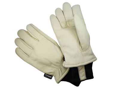 Picture of Cow Grain Leather Driver Gloves - Thinsulate® Lined Black Knit Wrist
