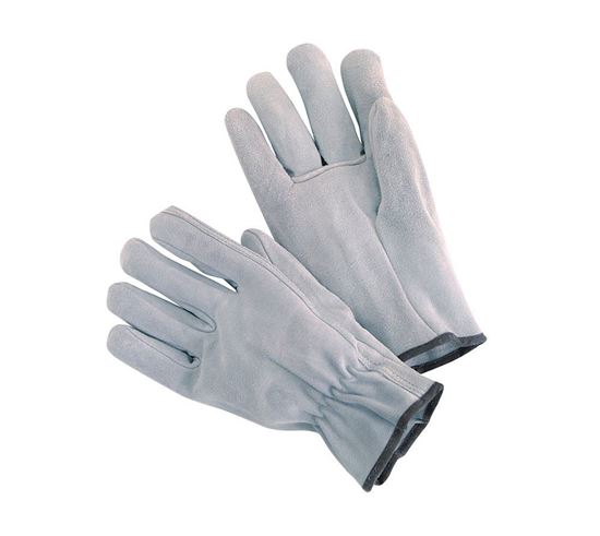 Picture of Grey Cow Split Leather Gloves - Straight Thumb Shirred Elastic Back