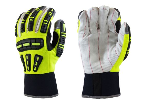 Picture of Cotton Palm Impact Mechanics Gloves - Neon Green