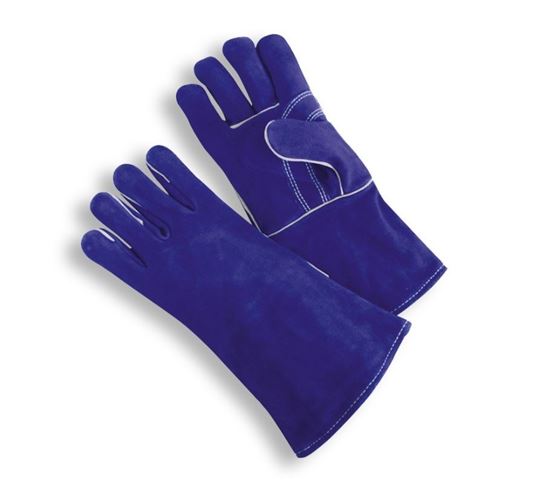 Picture of Blue Side Leather Reinforced Palm Gloves - Wing Thumb