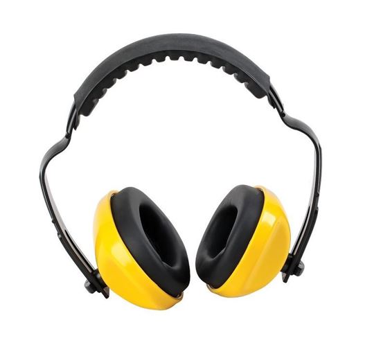 Picture of Ear Muffs with Yellow Ear Cups, Padded Headband, NRR 23db