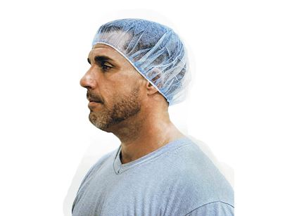 Picture of Blue Disposable Polypropylene Bouffant Cap - 18 Inches