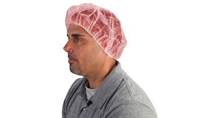 Picture of Red Disposable Polypropylene Bouffant Cap - 21 Inches