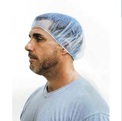 Picture of Blue Disposable Polypropylene Bouffant Cap - 21 Inches
