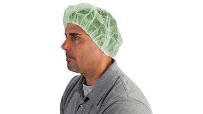 Picture of Green Disposable Polypropylene Bouffant Cap - 21 Inches