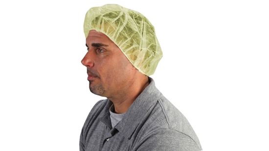 Picture of Yellow Disposable Polypropylene Bouffant Cap - 21 Inches