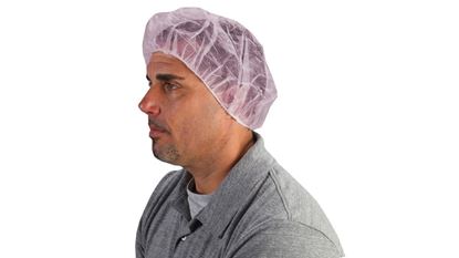 Picture of Pink Disposable Polypropylene Bouffant Cap - 24 Inches