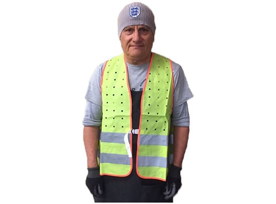 Picture of Heavy Duty Fitted Lime Safety Vest - 2 Horizontal Stripes