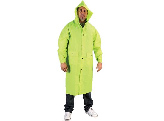 Picture of Lime Green PVC on Polyester Rain Coat - Detachable Hood