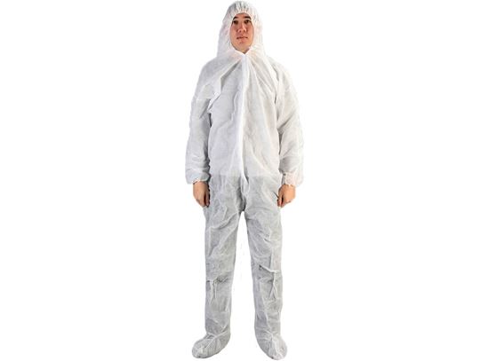 Picture of White Polypropylene Coveralls with Booties