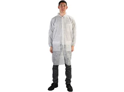 Picture of White Polypropylene Lab Coat - Snap Closure