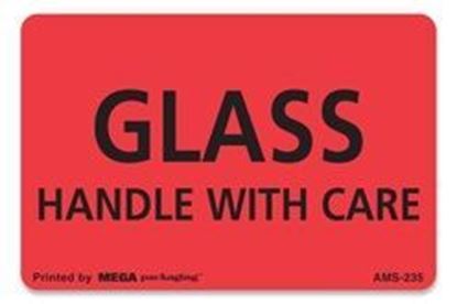 Picture of Glass Handle with Care - Red Printed Labels