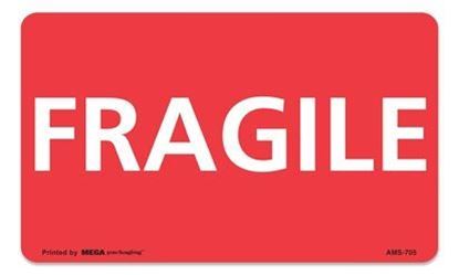 Picture of Fragile - Red and White Printed Labels 3 x 5