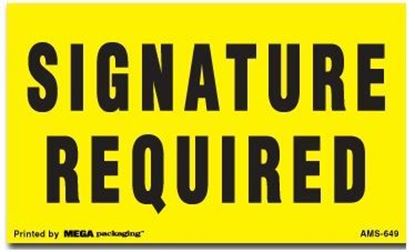 Picture of Signature Required - Yellow Printed Labels