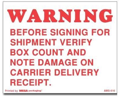 Picture of Warning Before Signing - Red and White Printed Labels