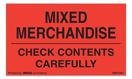 Picture of Mixed Merchandise Check Contents - Printed Labels