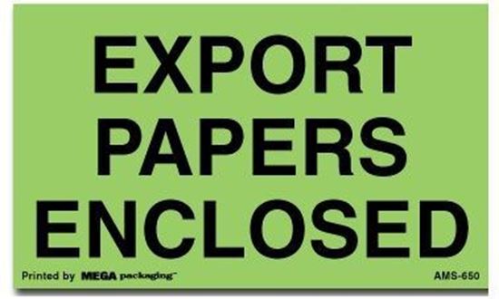 Picture of Export Papers Enclosed - Green Printed Labels