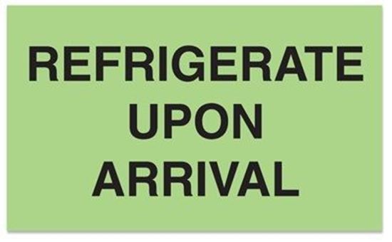 Picture of Refrigerate Upon Arrival - Green Printed Label 2 x 3