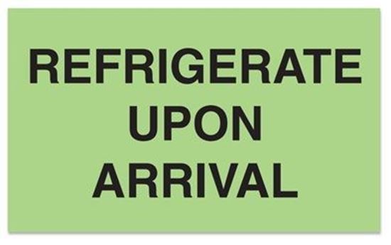 Picture of Refrigerate Upon Arrival - Green Printed Label 3 x 5