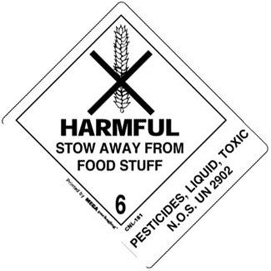 Picture of Harmful Stow Away From Food Stuff - Pesticides Printed Label 4 x 4-7/8