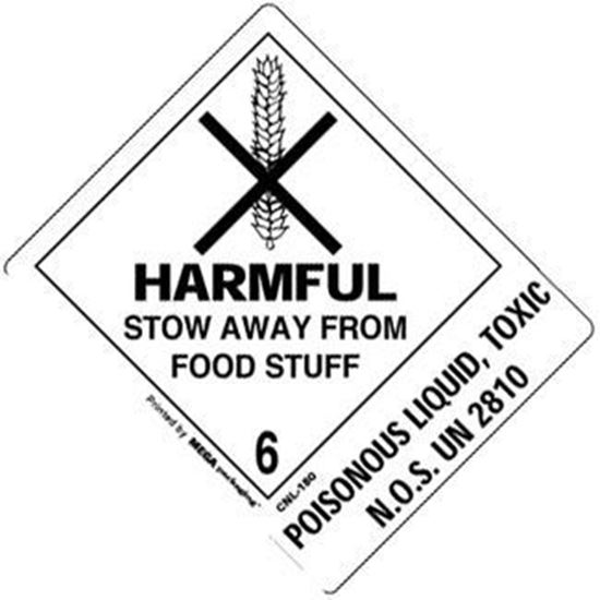 Picture of Harmful Stow Away From Food Stuff - Poisonous Liquid Printed Label 4 x 4-7/8