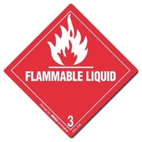Picture of Flammable Liquid 3 - Red Printed Label 4 x 4