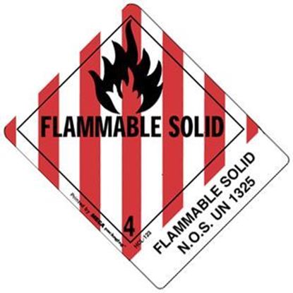 Picture of Flammable Solid - Red and White Striped Printed Label 4 x 4-7/8