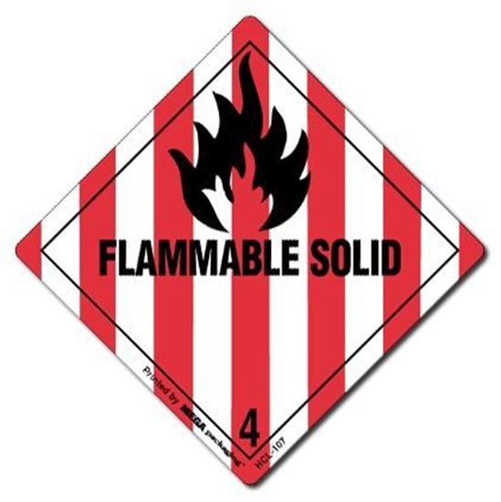 Picture of Flammable Solid 4 - Red and White Striped Printed Label 4 x 4