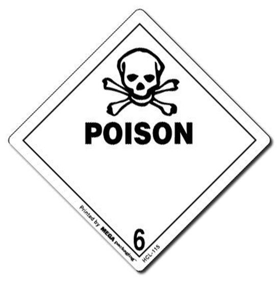 Picture of Poison # 6 - Black and White Printed Label 4 x 4